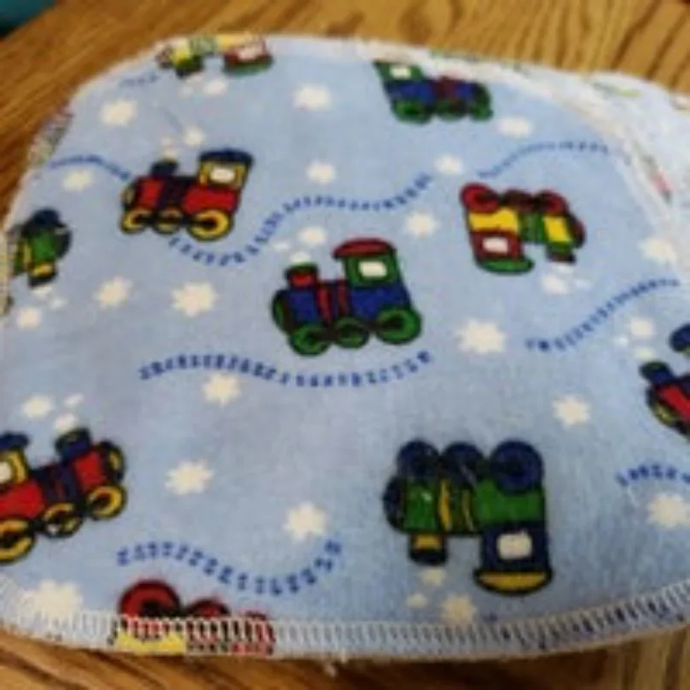 12 blue train cloth wipes